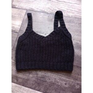 Florence By Mills Women's Small Black Knitted Cropped Tank Top, NWT
